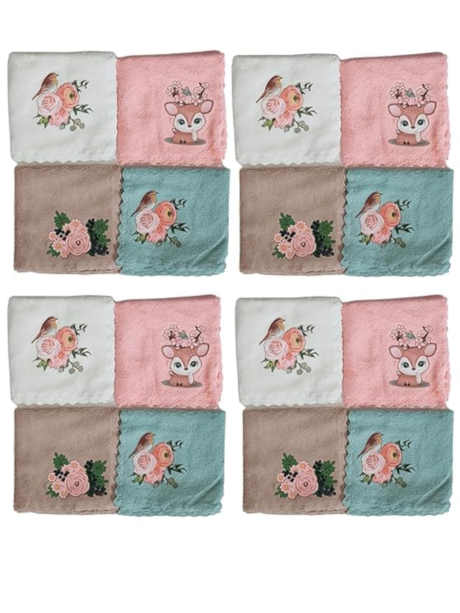 DIGITAL MART Soft Rubber Printed Face Towels Set of 6